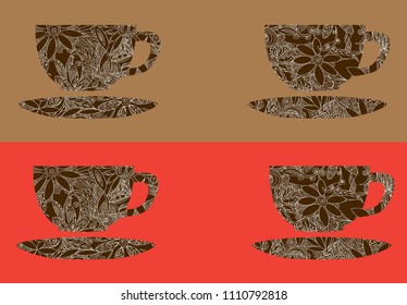 Coffee mug cup with abstract patterns, Vector Illustration