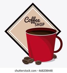 Coffee mug cup bean shop beverage icon. drink and break time design, vector illustration