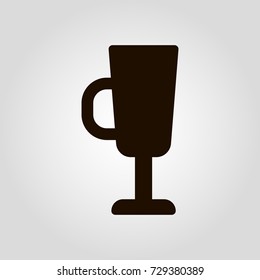Coffee mug or cup with beans isolated flat vector icon