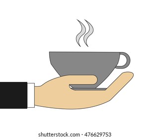 coffee mug cup hot drink beverage restaurant shop time icon. Flat and isolated design. Vector illustration
