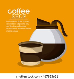 Coffee mug cup kettle pot shop beverage icon. drink and break time design. Colorfull and flat illustration vector