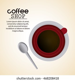 Coffee mug cup spoon shop beverage icon. drink and break time design, vector illustration