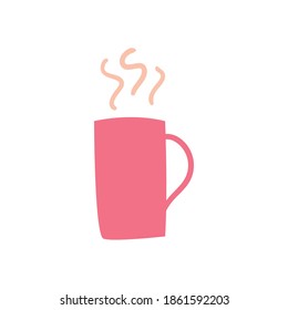 coffee mug daily sticker flat style icon design of drink caffeine breakfast and beverage theme Vector illustration