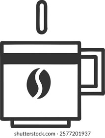 Coffee Mug Design Icon Representing Workplace Culture and Relaxation, Business-Themed Vector