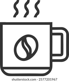 Coffee Mug Design Icon Representing Workplace Culture and Relaxation, Business-Themed Vector