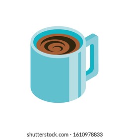 Coffee mug design of time drink breakfast beverage shop morning store aroma and caffeine theme Vector illustration