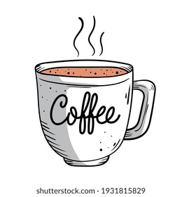 icono del estilo del doodle de la taza de café