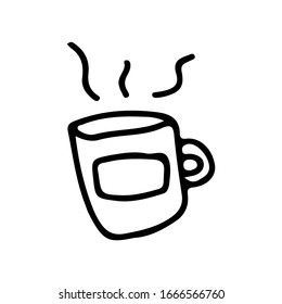 Coffee mug in doodle style on an isolated white background. Cup. Stock vector illustration.