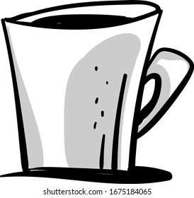 Coffee mug drawing, illustration, vector on white background.