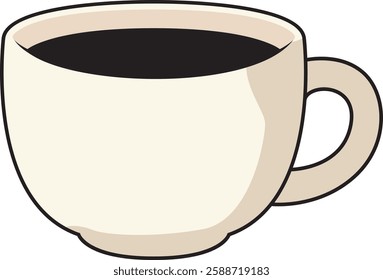 Coffee Mug Drawing Vector Icon Simple Cup Outline Illustration