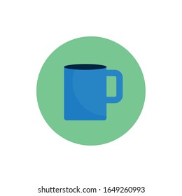 Coffee mug flat block style icon design of time drink breakfast beverage shop morning store aroma and caffeine theme Vector illustration
