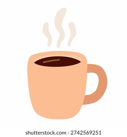 Coffee mug in flat style for daily routine theme. Perfect for morning ritual and planner design.