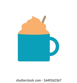 Coffee mug estilo plano icono diseño de la bebida del tiempo desayuno bebida bebidas de la mañana aroma de la tienda y tema de la cafeína Vector ilustración