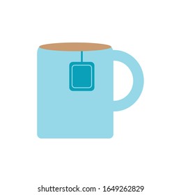 Coffee mug flat style icon design of time drink breakfast beverage morning store aroma and caffeine theme Vector illustration