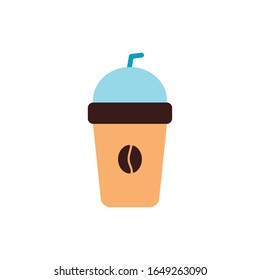 Coffee mug flat style icon design of time drink breakfast beverage morning store aroma and caffeine theme Vector illustration
