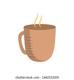 Coffee mug flat style icon design of time drink breakfast beverage shop morning store aroma and caffeine theme Vector illustration