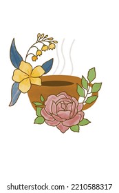 Café Mug como maceta de flores, ramo