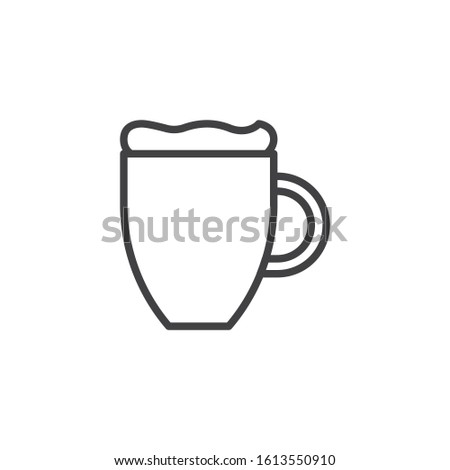 Coffee mug with foam line icon. linear style sign for mobile concept and web design. Frappe drink cup outline vector icon. Symbol, logo illustration. Vector graphics
