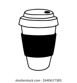 Coffee mug to go vector doodle sketch
