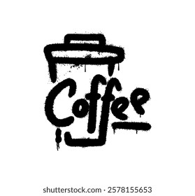 Coffee mug in graffiti style on white background