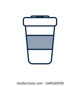 Coffee mug half line half color style icon design of time drink breakfast beverage shop morning store aroma and caffeine theme Vector illustration