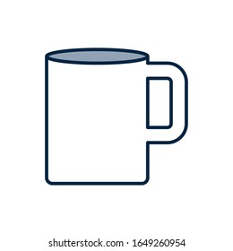 Coffee mug half line half color style icon design of time drink breakfast beverage shop morning store aroma and caffeine theme Vector illustration