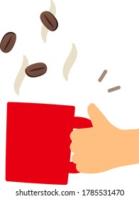a coffee mug in hand