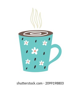 Coffee mug hand drawn naive art