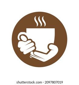 Coffee Mug With Hand Vector Logo Design. Vector Design download.