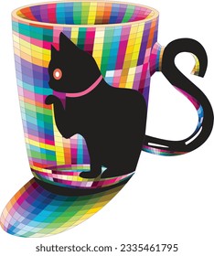 The coffee mug has a cat shape appearing on the side with colorful paint on the surface for a beautiful look.