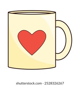 Coffee Mug With Heart illustration on white.