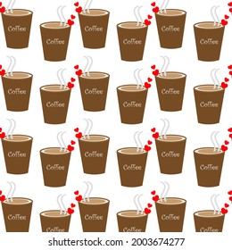 Coffee mug with heart shape pattern background, Editable eps file available