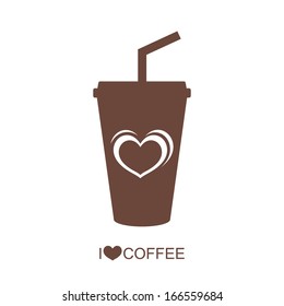 Coffee mug with heart vector on isolated white background