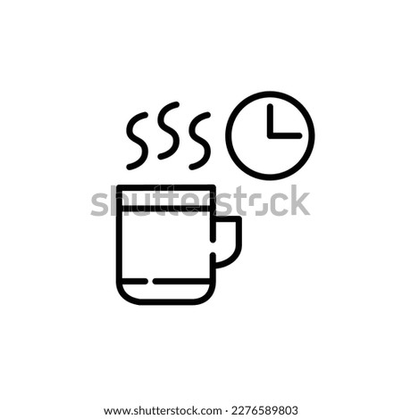 Coffee mug with hot steam coming up. Coffee break rest time. Pixel perfect, editable stroke icon