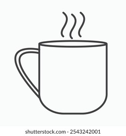 Coffee mug icon in black outlined and solid.