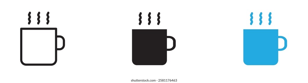 Coffee mug icon black white vector outline