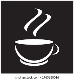 Coffee mug icon design template vector illustration with black background