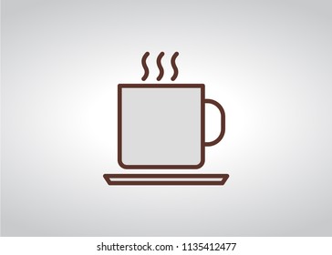 Coffee mug icon, filled line icon