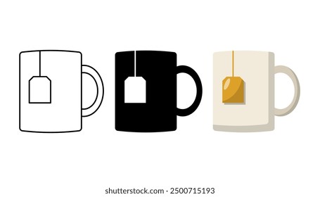 Coffee mug icon. Coffee mug in flat design isolated on a background