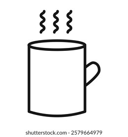 Coffee mug icon Flat simple outline