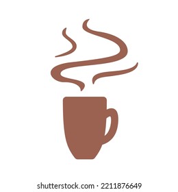 Coffee mug icon. Hot drink with steam. Coffeeshop. Vector illustration isolated on white background