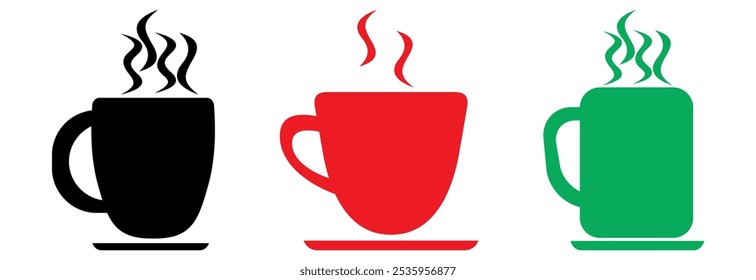 Icono de taza de café. símbolo de taza de café o té caliente con signo de vapor. PNG transparente y Ilustración vectorial.