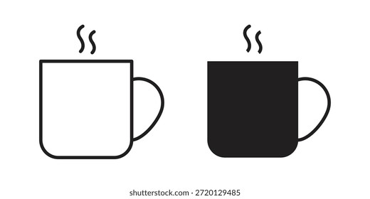 Ilustración de icono de taza de café, Vector de línea delgada, signo de Diseño web,