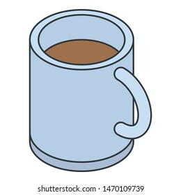 Coffee mug icon. Isometric of coffee mug vector icon for web design isolated on white background