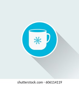 coffee mug icon with long shadow