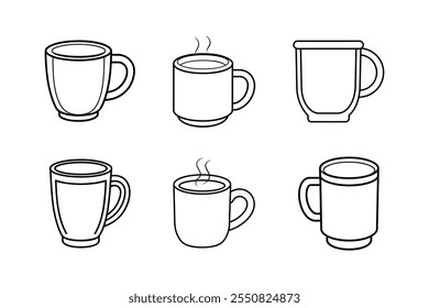 Taza de café Icono de contorno de la taza de Ilustración vectorial Línea de diseño de arte