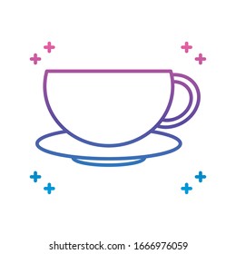 coffee mug icon over white background, gradient line style, vector illustration