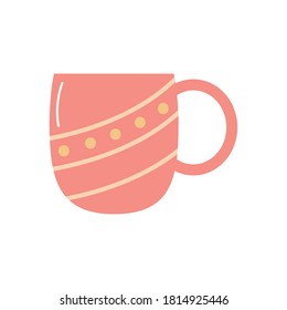 coffee mug icon over white background, flat style, vector illustration