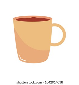 coffee mug icon over white background, flat style, vector illustration