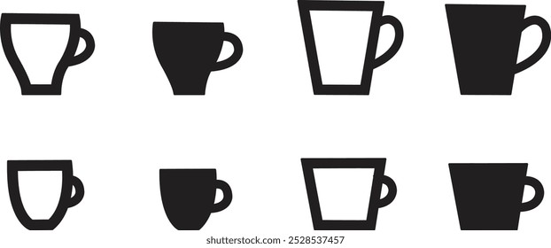 coffee mug icon set vector